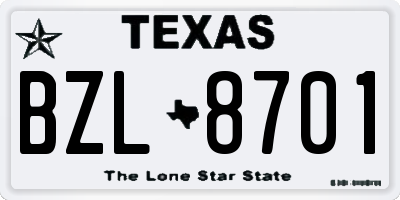 TX license plate BZL8701
