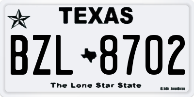 TX license plate BZL8702