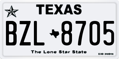 TX license plate BZL8705