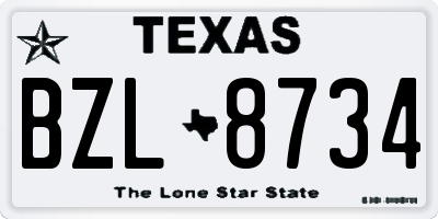 TX license plate BZL8734