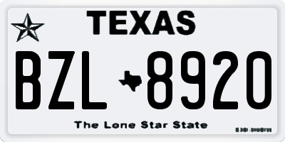 TX license plate BZL8920