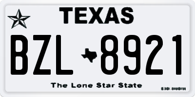 TX license plate BZL8921