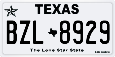 TX license plate BZL8929
