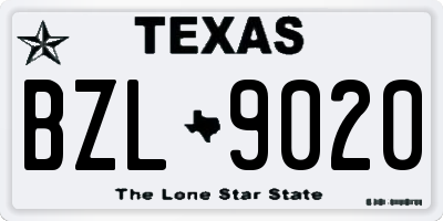 TX license plate BZL9020
