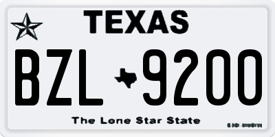TX license plate BZL9200