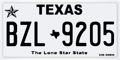 TX license plate BZL9205