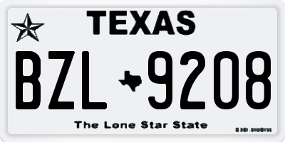 TX license plate BZL9208