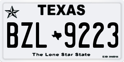 TX license plate BZL9223
