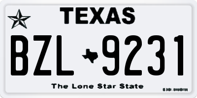 TX license plate BZL9231