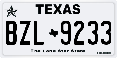 TX license plate BZL9233