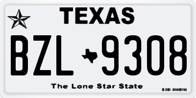 TX license plate BZL9308