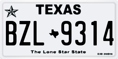 TX license plate BZL9314