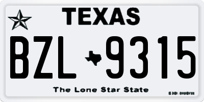 TX license plate BZL9315