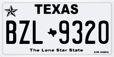 TX license plate BZL9320