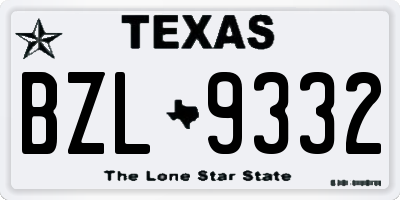 TX license plate BZL9332