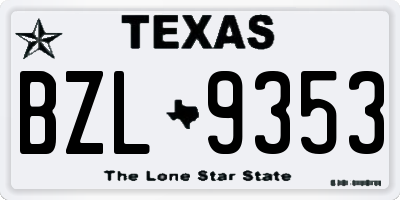 TX license plate BZL9353