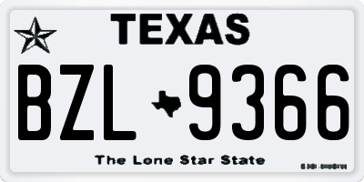 TX license plate BZL9366