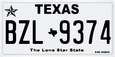 TX license plate BZL9374
