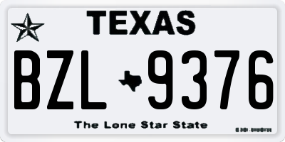TX license plate BZL9376