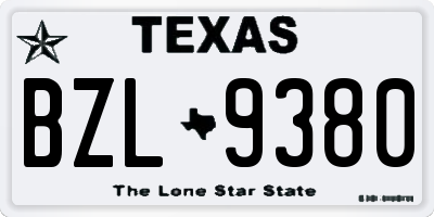 TX license plate BZL9380