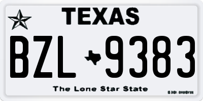 TX license plate BZL9383