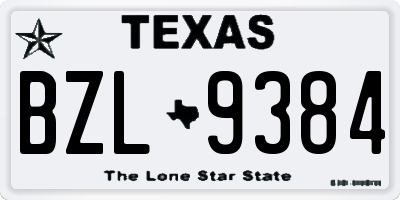 TX license plate BZL9384