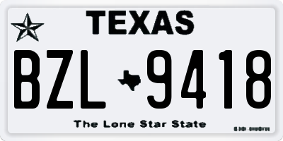 TX license plate BZL9418