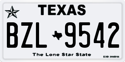 TX license plate BZL9542