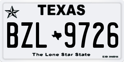 TX license plate BZL9726