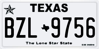 TX license plate BZL9756