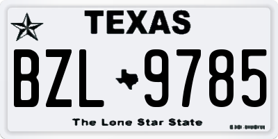 TX license plate BZL9785