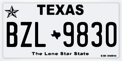 TX license plate BZL9830