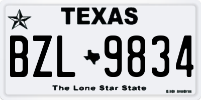 TX license plate BZL9834