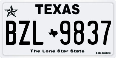 TX license plate BZL9837