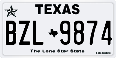 TX license plate BZL9874