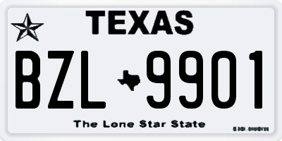 TX license plate BZL9901