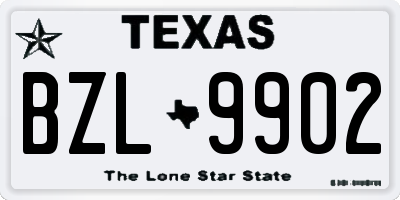 TX license plate BZL9902