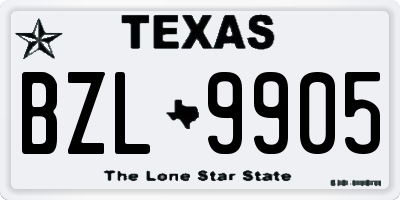TX license plate BZL9905