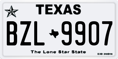TX license plate BZL9907