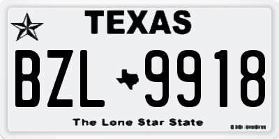 TX license plate BZL9918