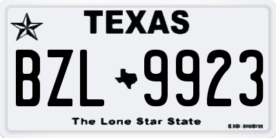 TX license plate BZL9923