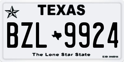 TX license plate BZL9924