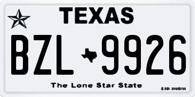 TX license plate BZL9926