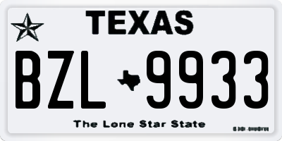 TX license plate BZL9933
