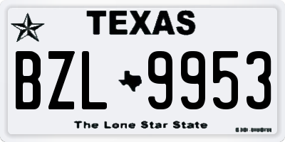 TX license plate BZL9953