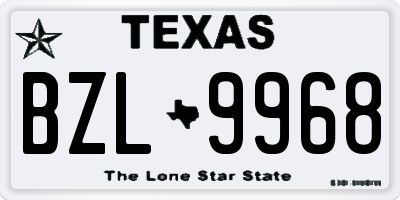 TX license plate BZL9968