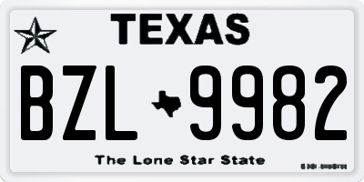 TX license plate BZL9982