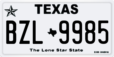 TX license plate BZL9985