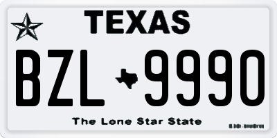 TX license plate BZL9990