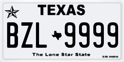 TX license plate BZL9999
